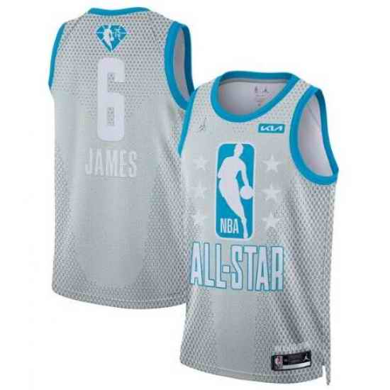 Men 2022 All Star 6 Lebron James Gray Stitched Basketball Jersey